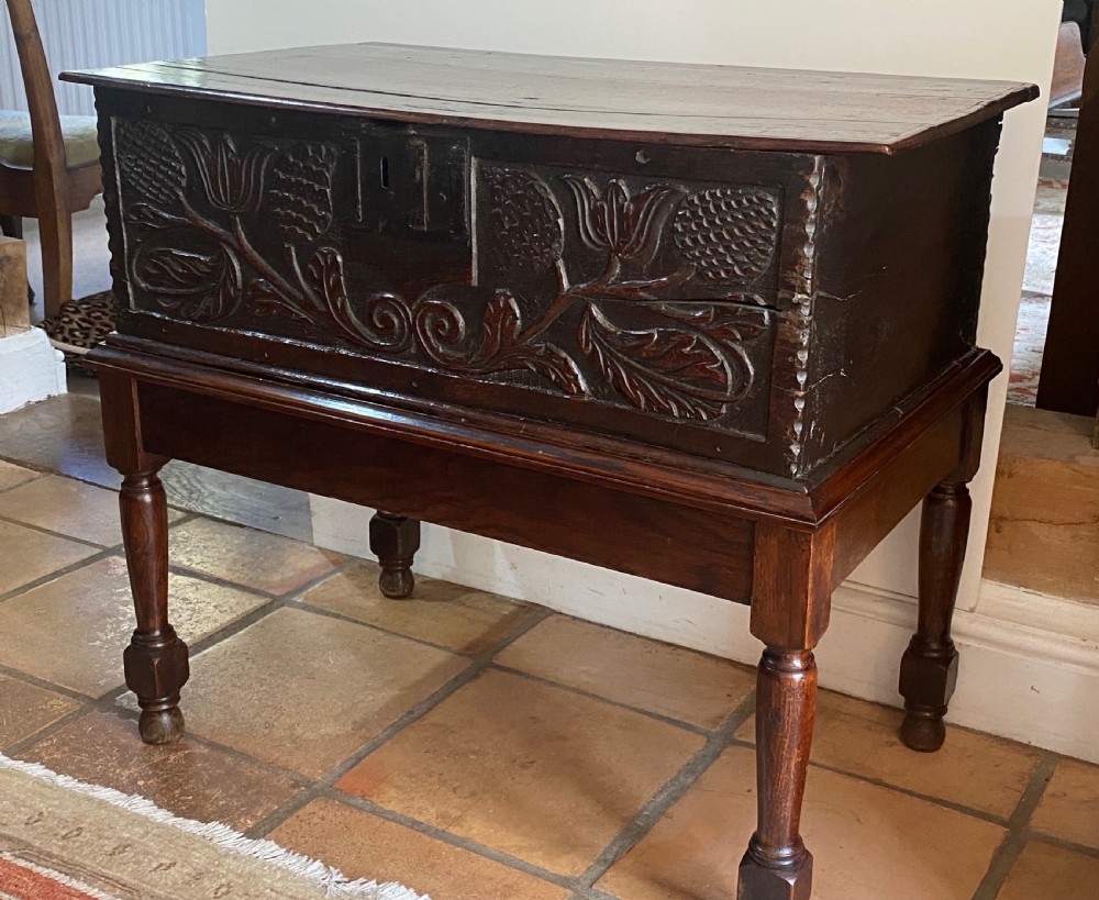 Jacobean Oak Box on Later Stand View III