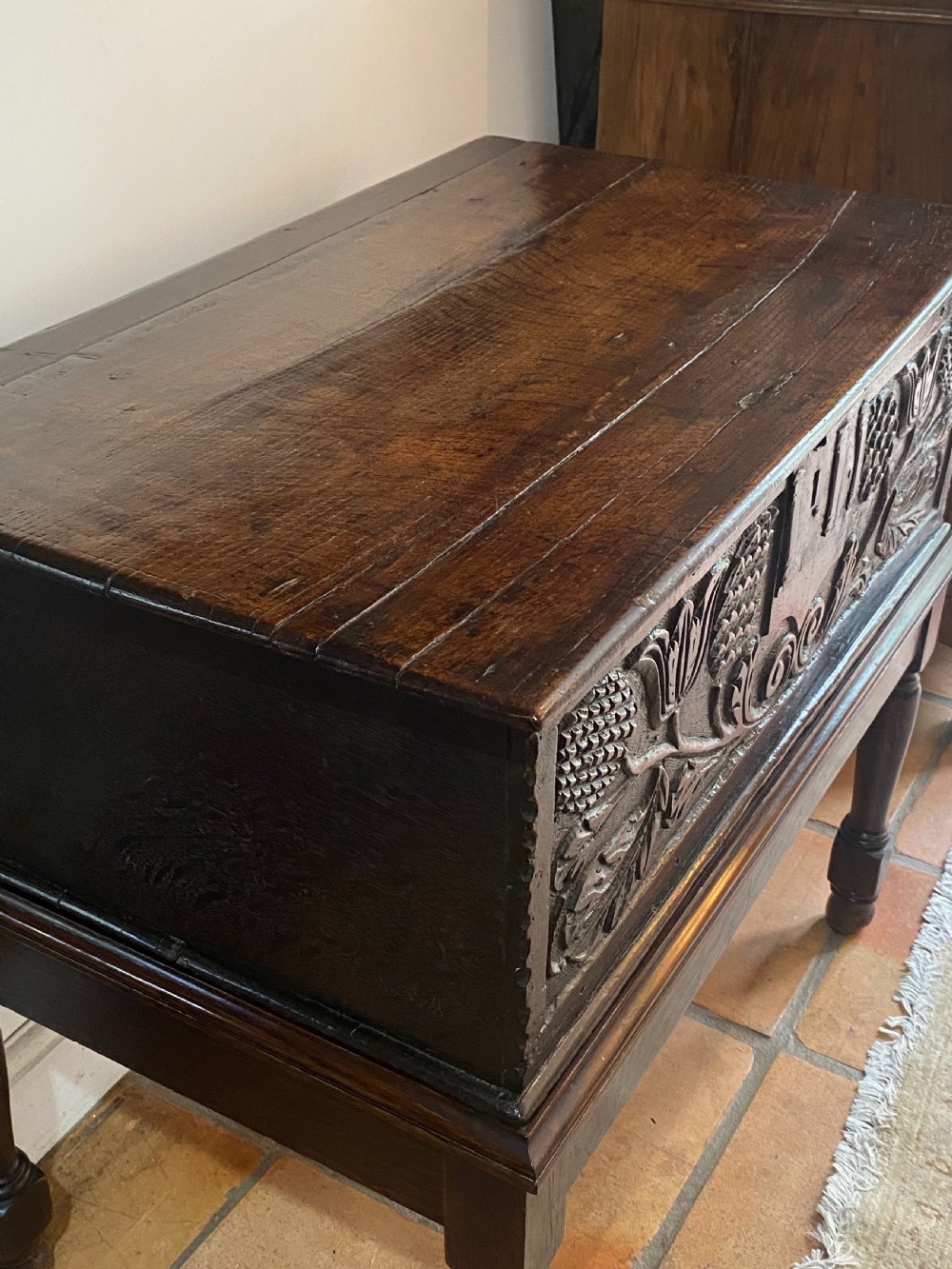 Jacobean Oak Box on Later Stand View V