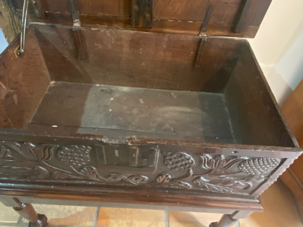 Jacobean Oak Box on Later Stand View XI