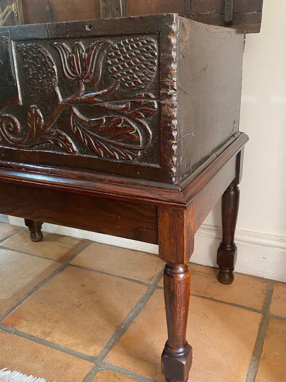 Jacobean Oak Box on Later Stand View XIII