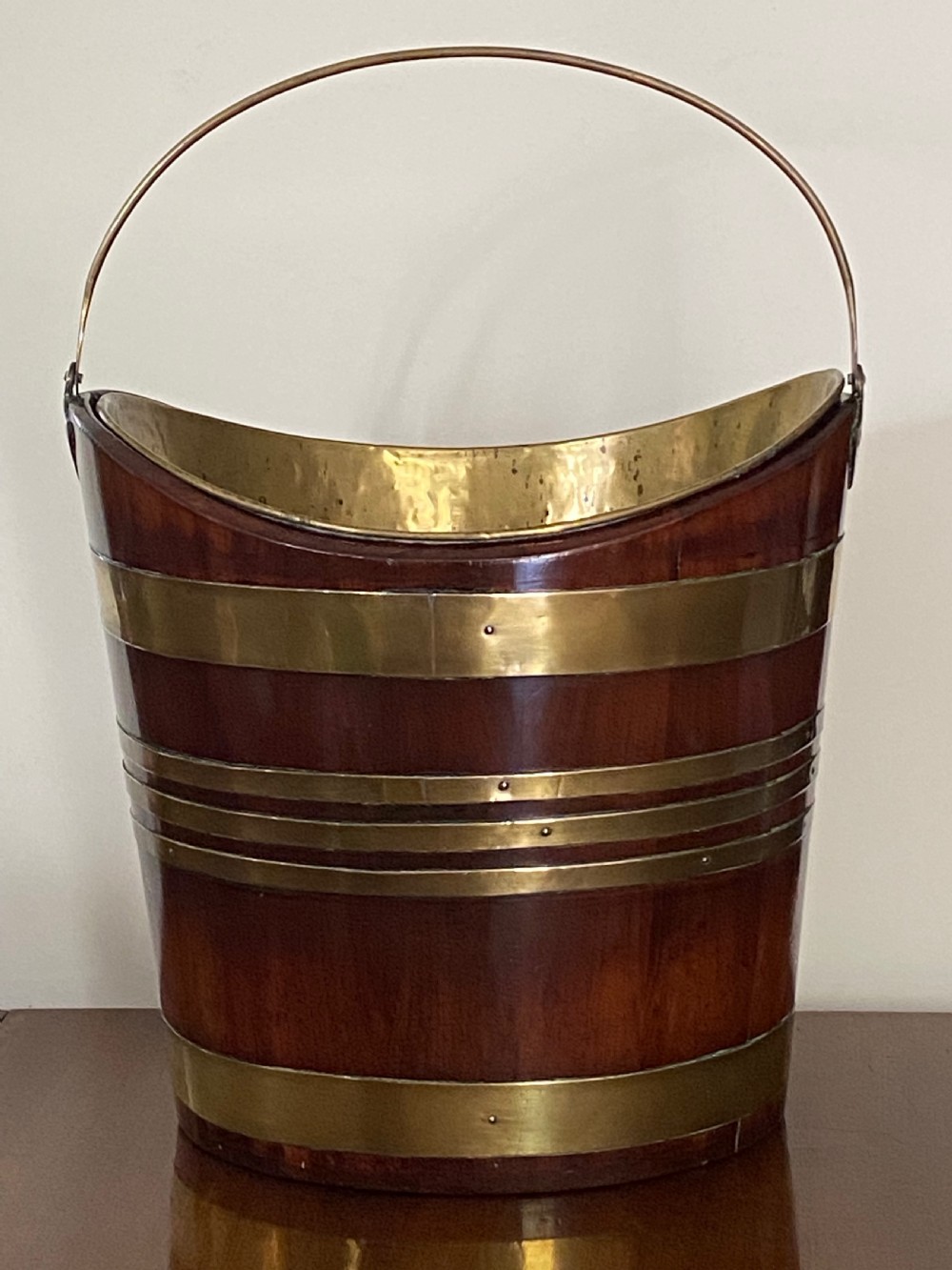George III Peat Bucket in Mahogany and Brass 