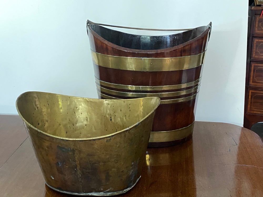 George III Peat Bucket in Mahogany and Brass  View V