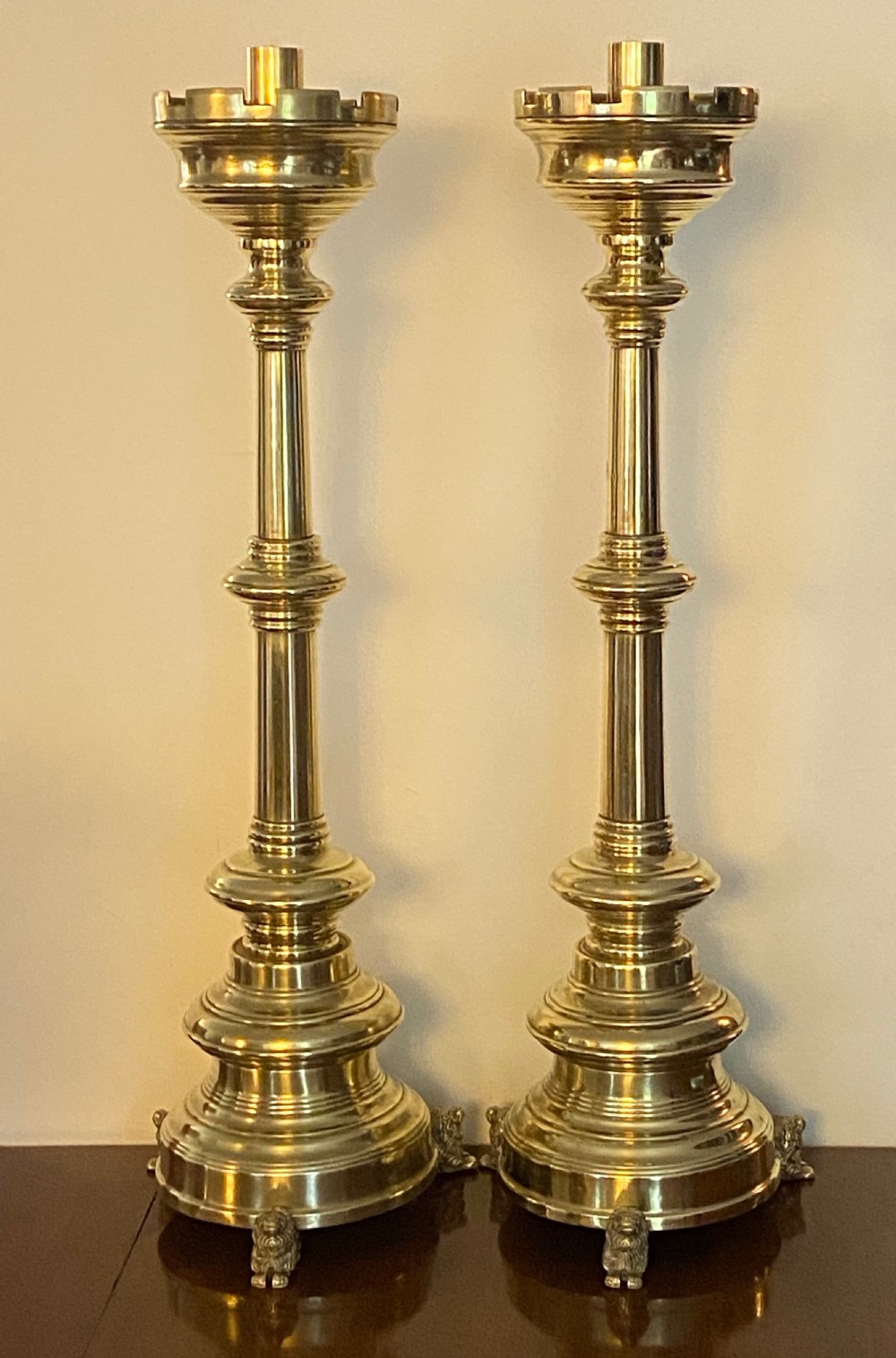 Pair of Brass Church Candlesticks