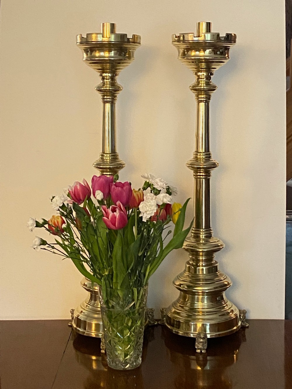 Pair of Brass Church Candlesticks View X