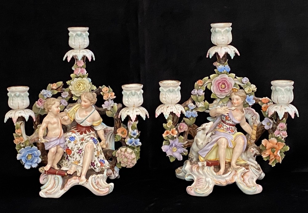 Pair of Sitzendorf Candelabra
