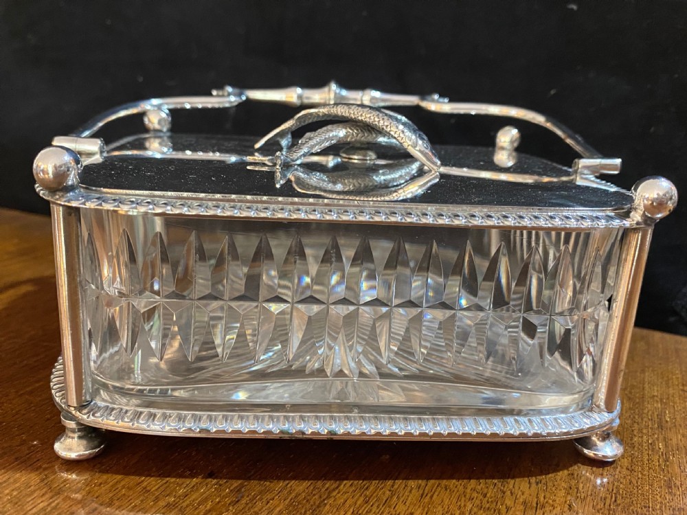 Silver Plated and Cut Glass Sardine Dish View V