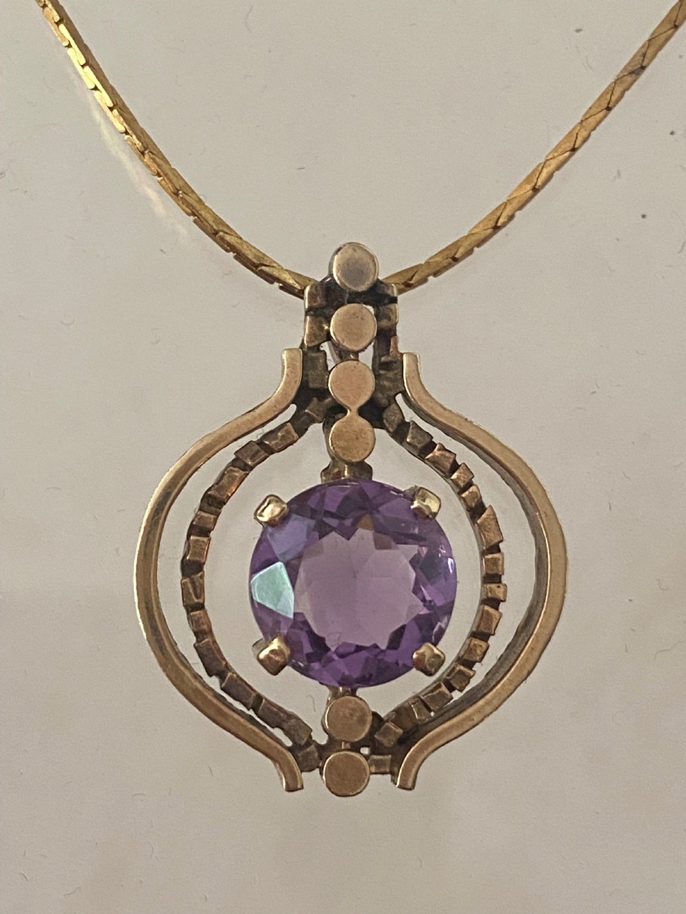 Amethyst and Gold Pendant View III