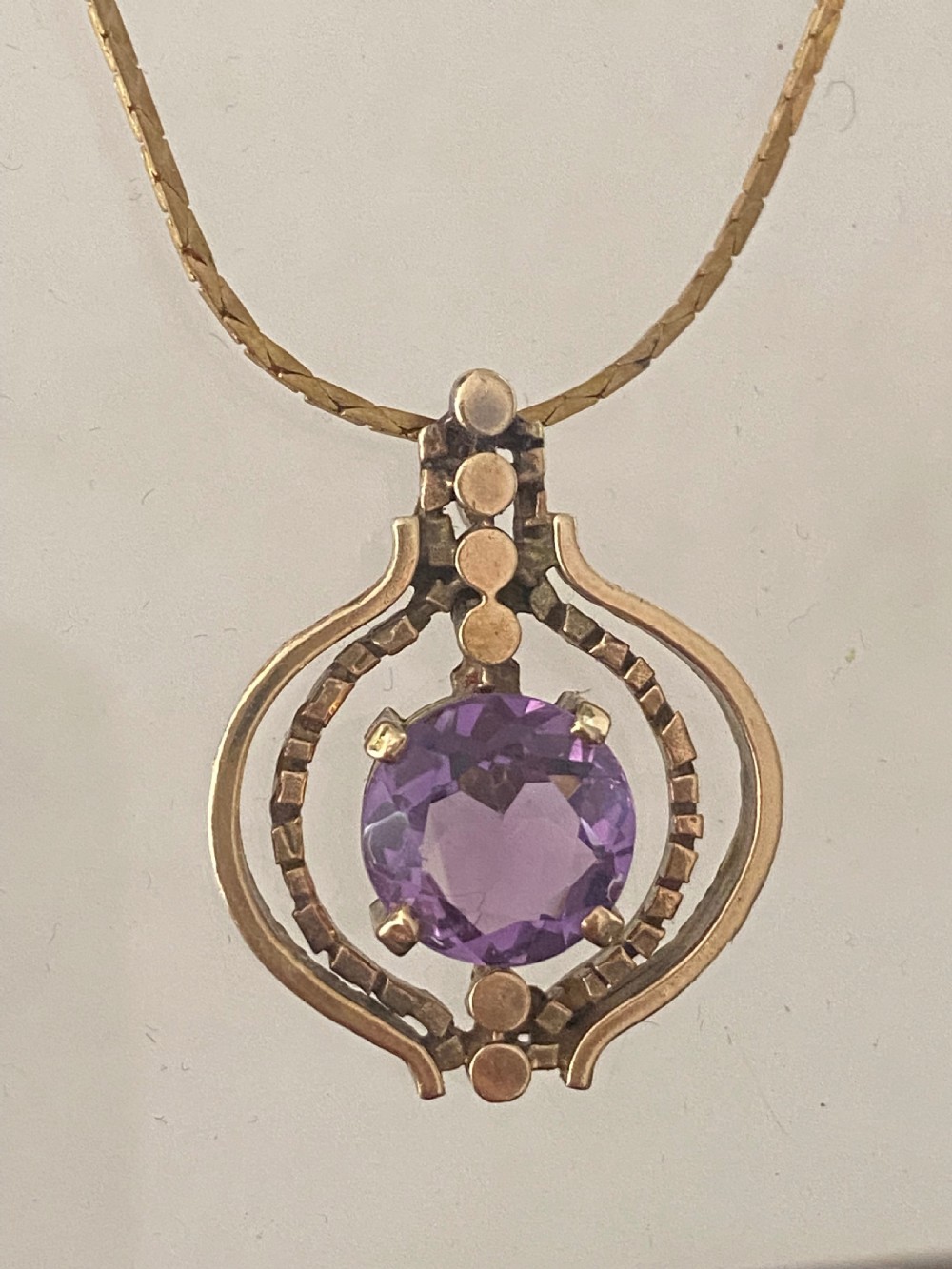 Amethyst and Gold Pendant View V