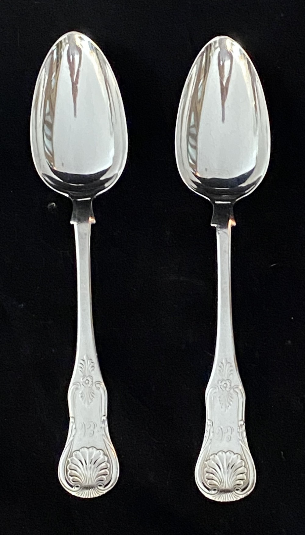 Pair of Scottish Silver Serving Spoons Glasgow 1847 