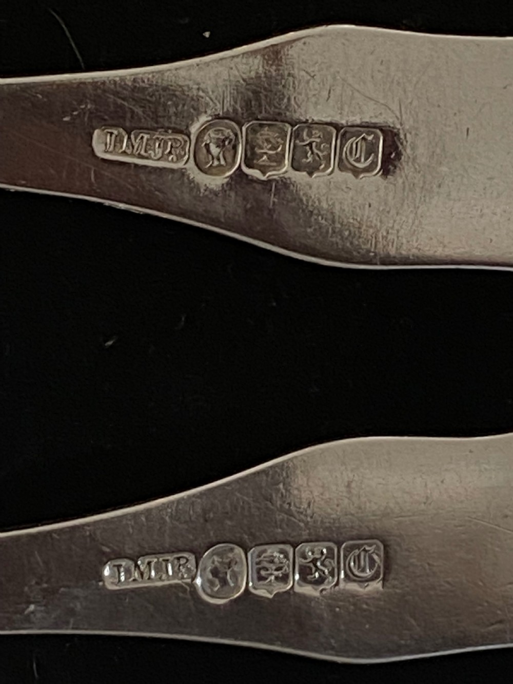 Pair of Scottish Silver Serving Spoons Glasgow 1847  View V