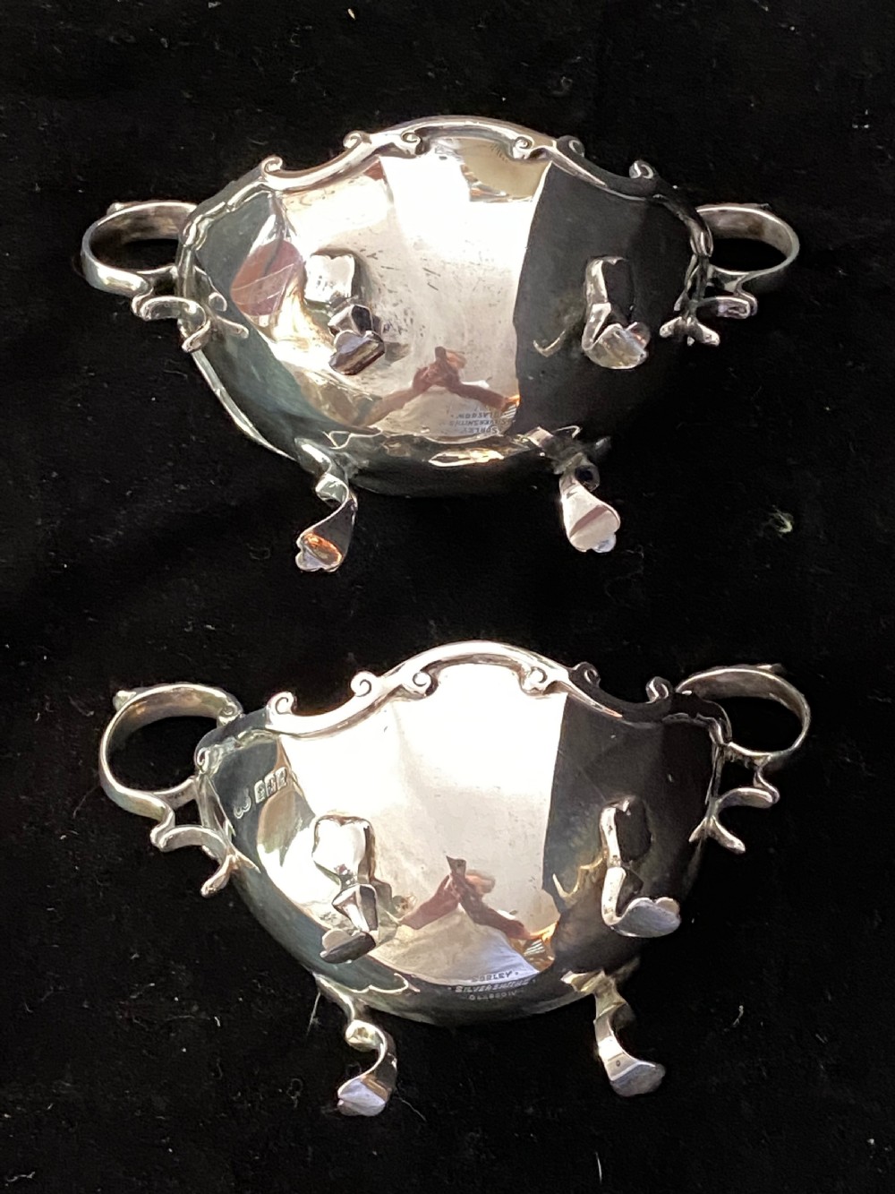 Pair of Scottish Silver Boat Shaped Dishes View V