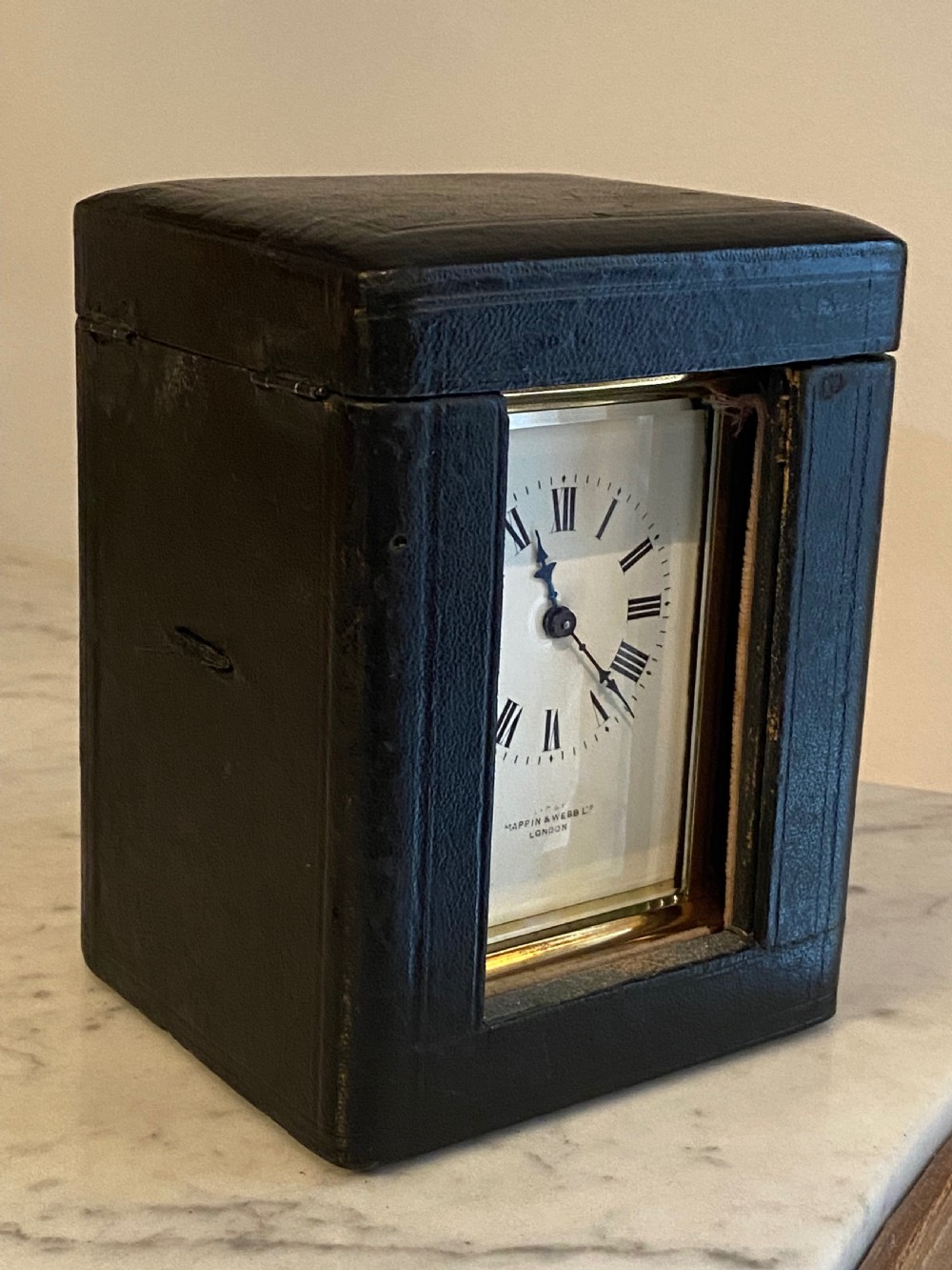 Mappin and Webb Brass Carriage Clock with Case View XII