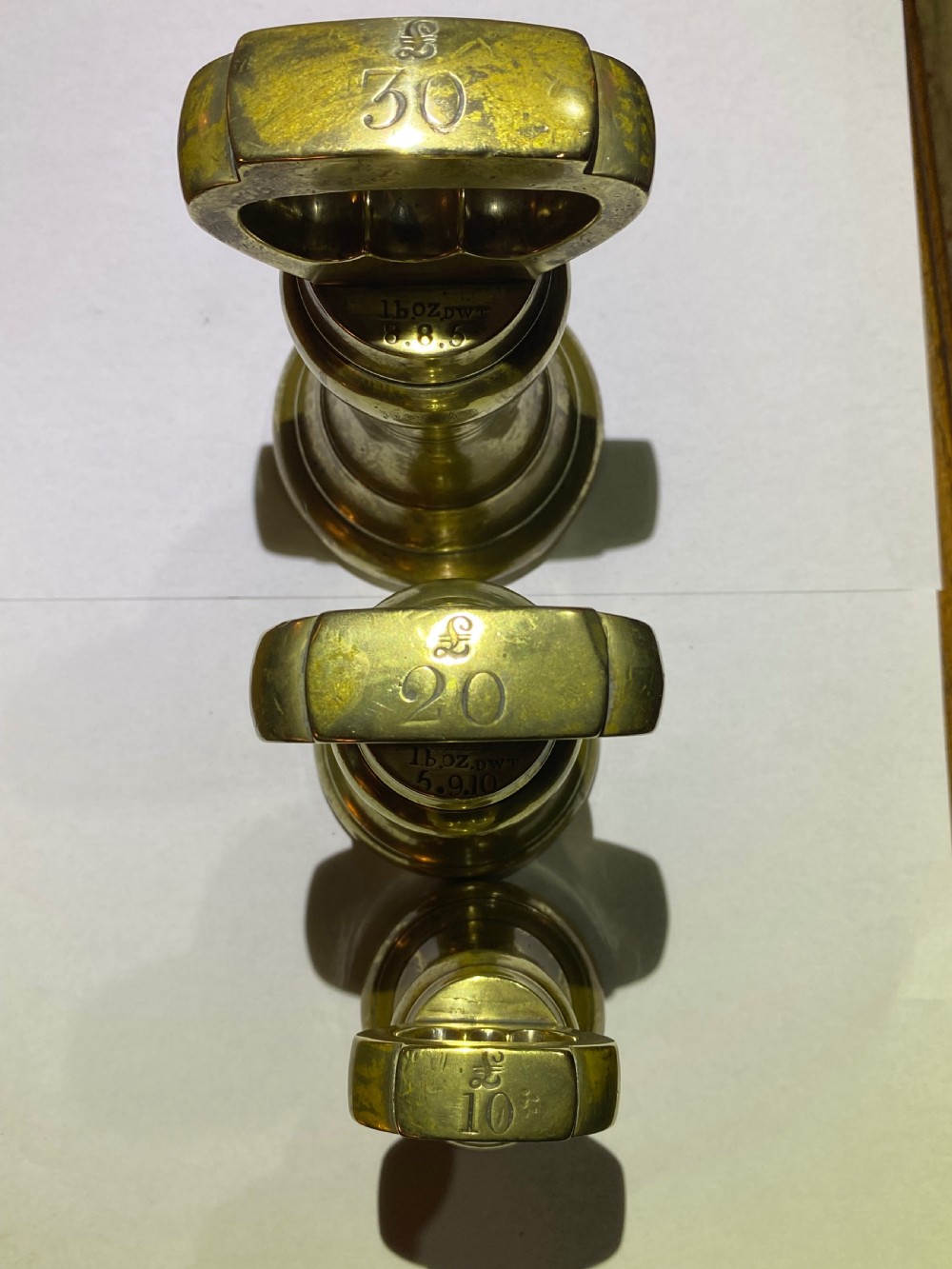 Set of Victorian Brass Weights View III