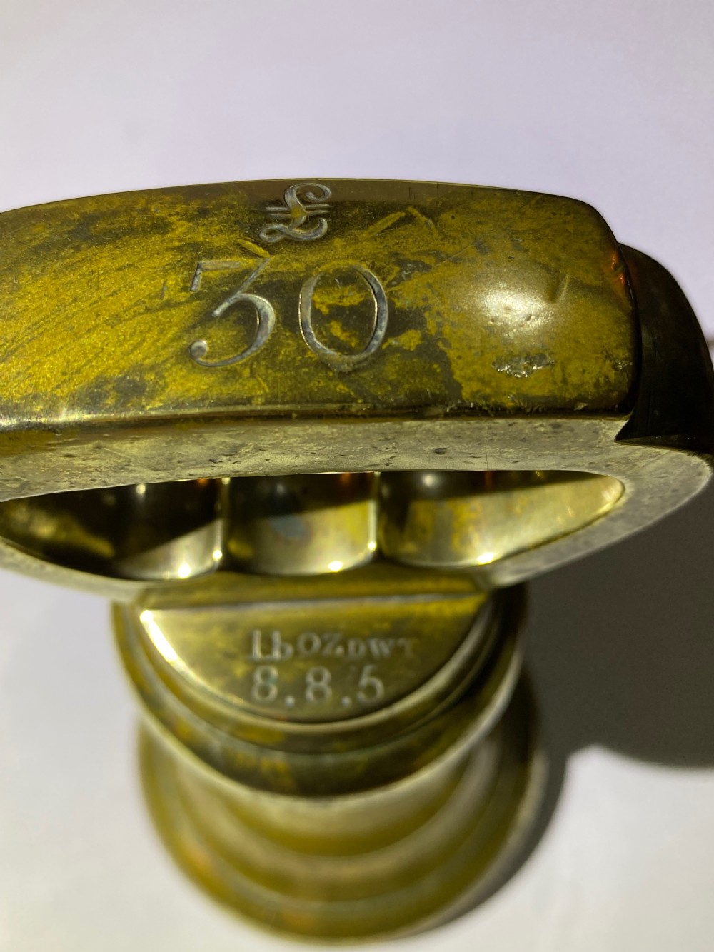 Set of Victorian Brass Weights View IV