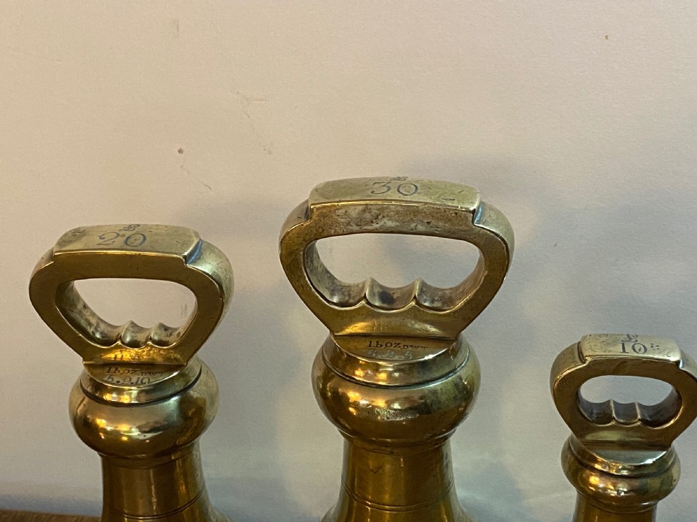 Set of Victorian Brass Weights View IX