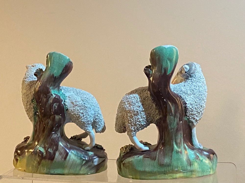 Pair of Staffordshire Sheep Posy Vases View III