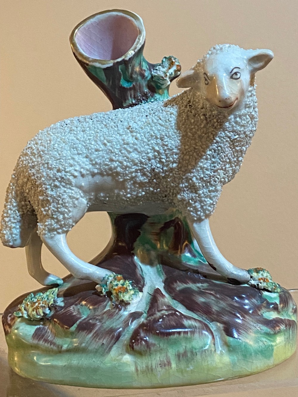 Pair of Staffordshire Sheep Posy Vases View IV