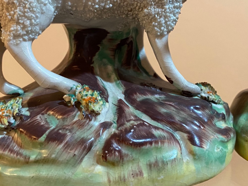 Pair of Staffordshire Sheep Posy Vases View IX
