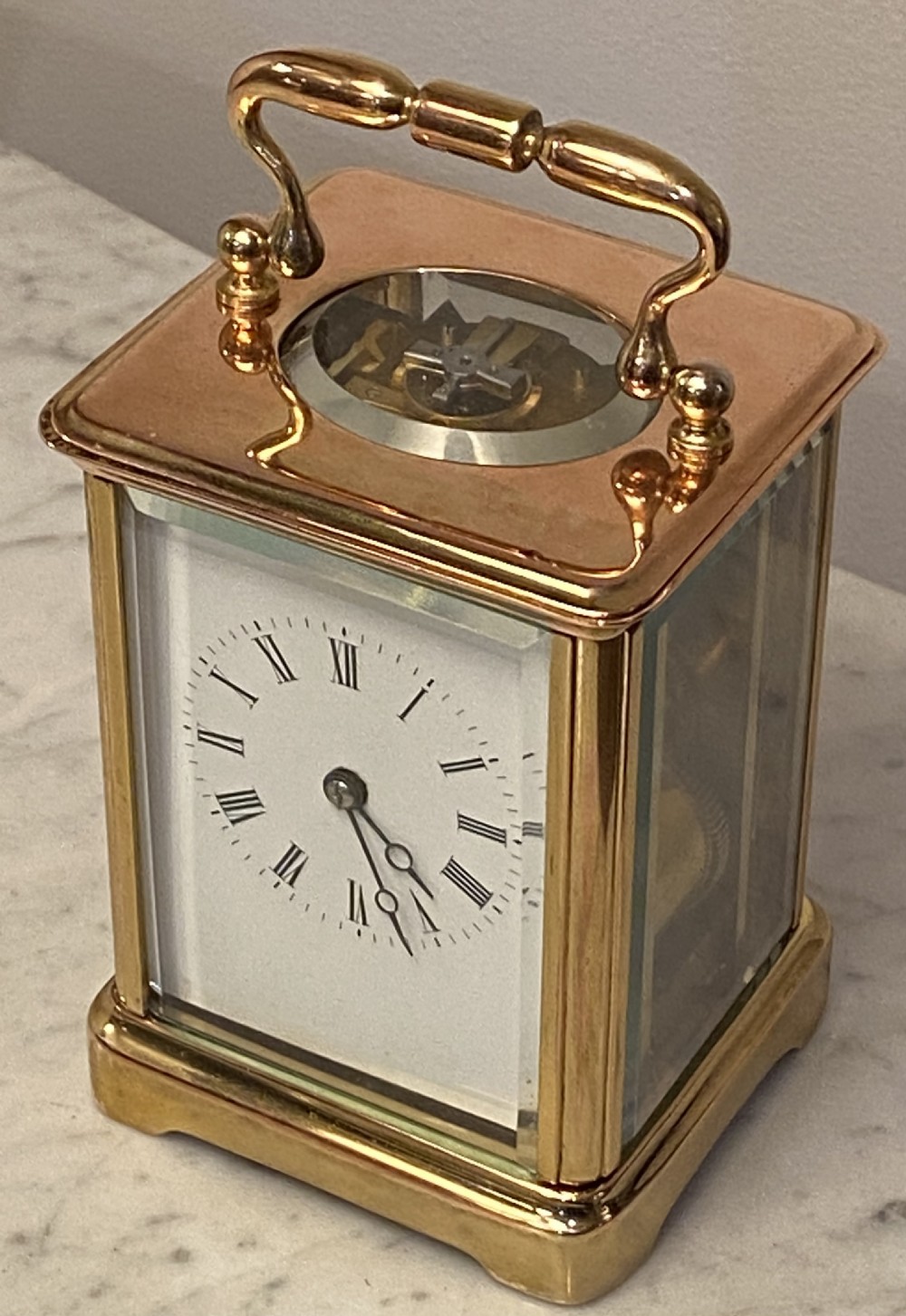 French Brass Carriage Clock with Bell Chime