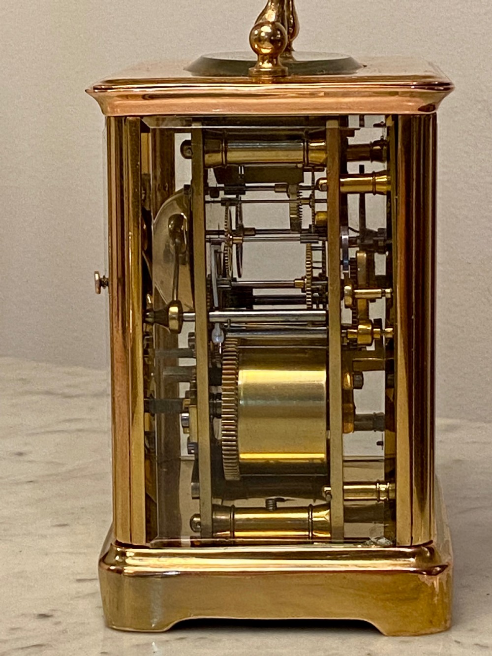 French Brass Carriage Clock with Bell Chime View III