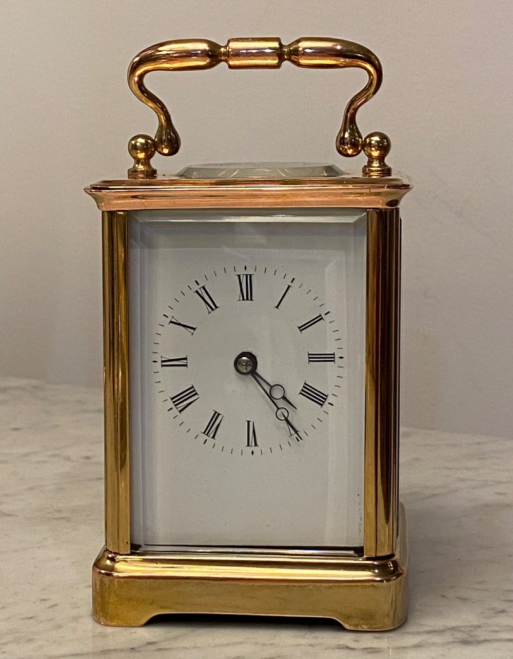 French Brass Carriage Clock with Bell Chime View IV