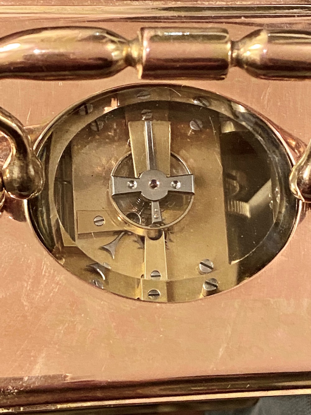 French Brass Carriage Clock with Bell Chime View VII