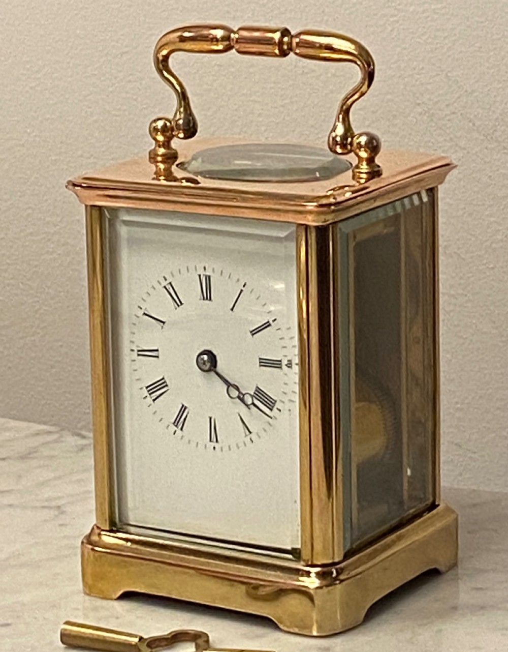 French Brass Carriage Clock with Bell Chime View VIII
