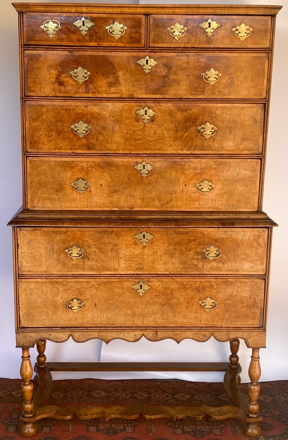 Queen Anne Walnut Chest on Stand. Circa 1700