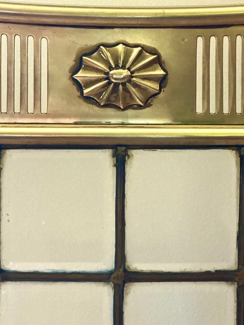 Antique Brass Fire Guard with Bevelled Glass Panels View II