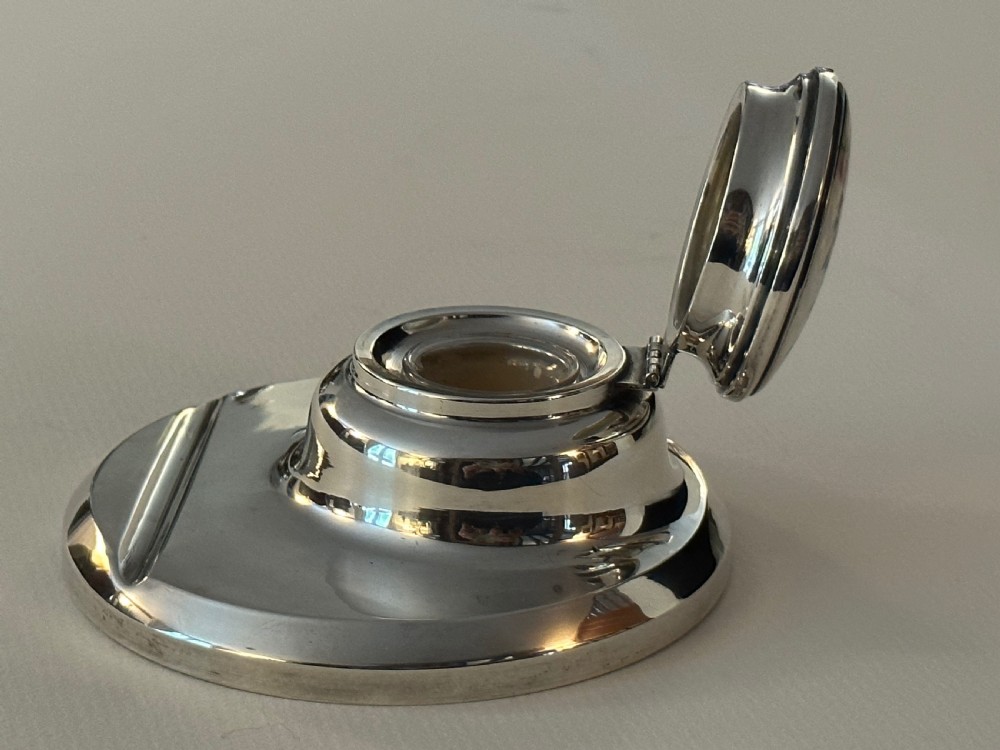 Antique Silver and Guilloche Enamel Inkwell View VII