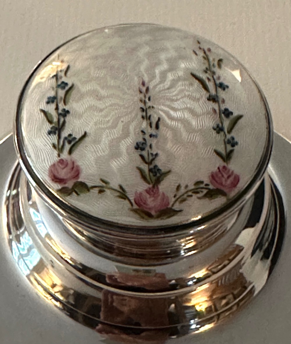 Antique Silver and Guilloche Enamel Inkwell View X