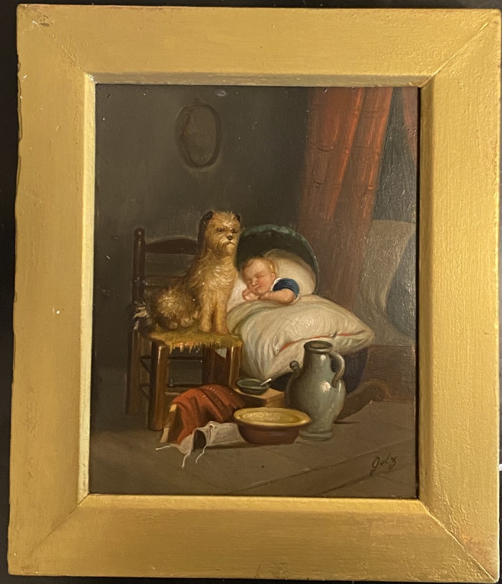 Victorian Oil of Nursery Scene