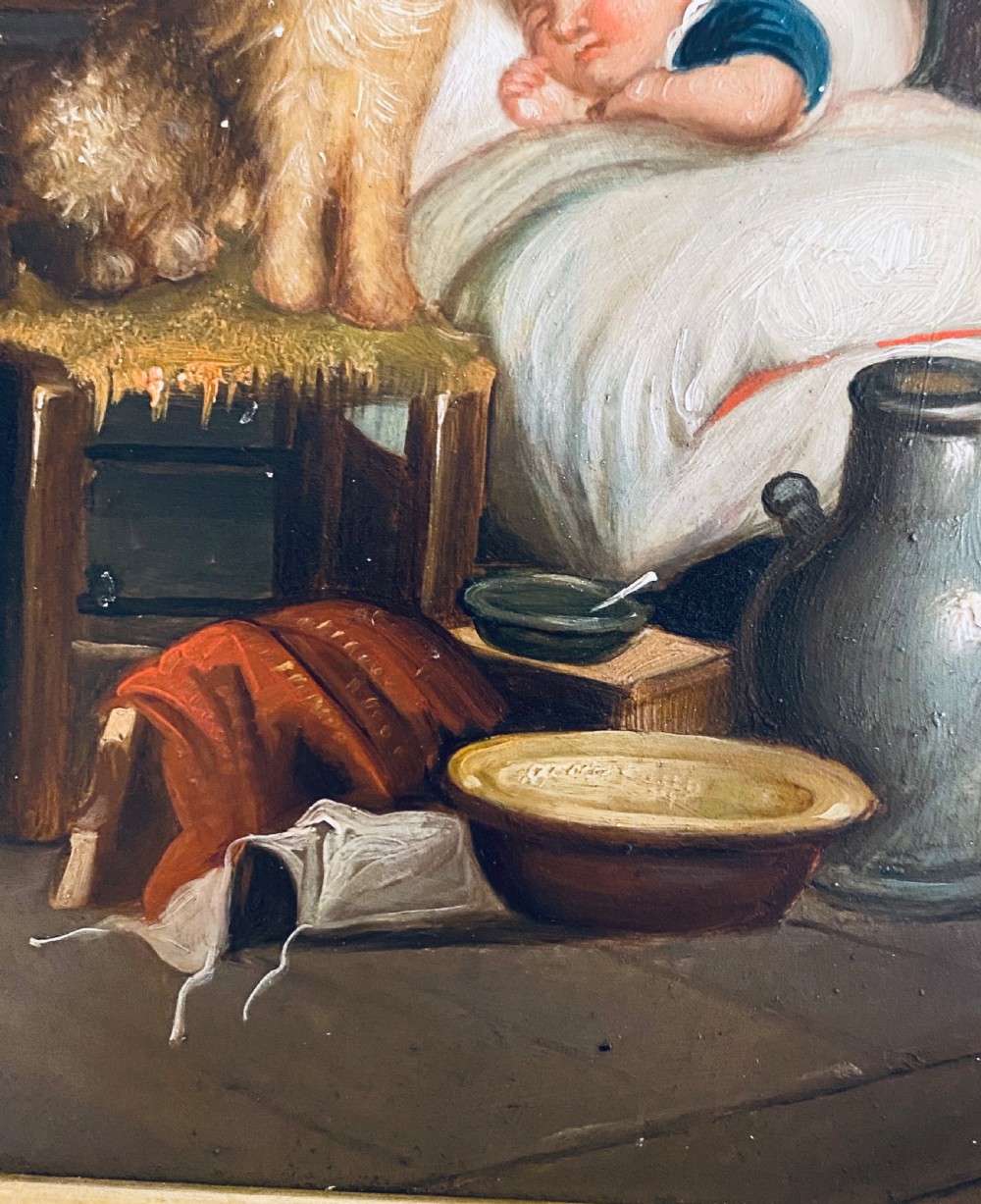 Victorian Oil of Nursery Scene View IV