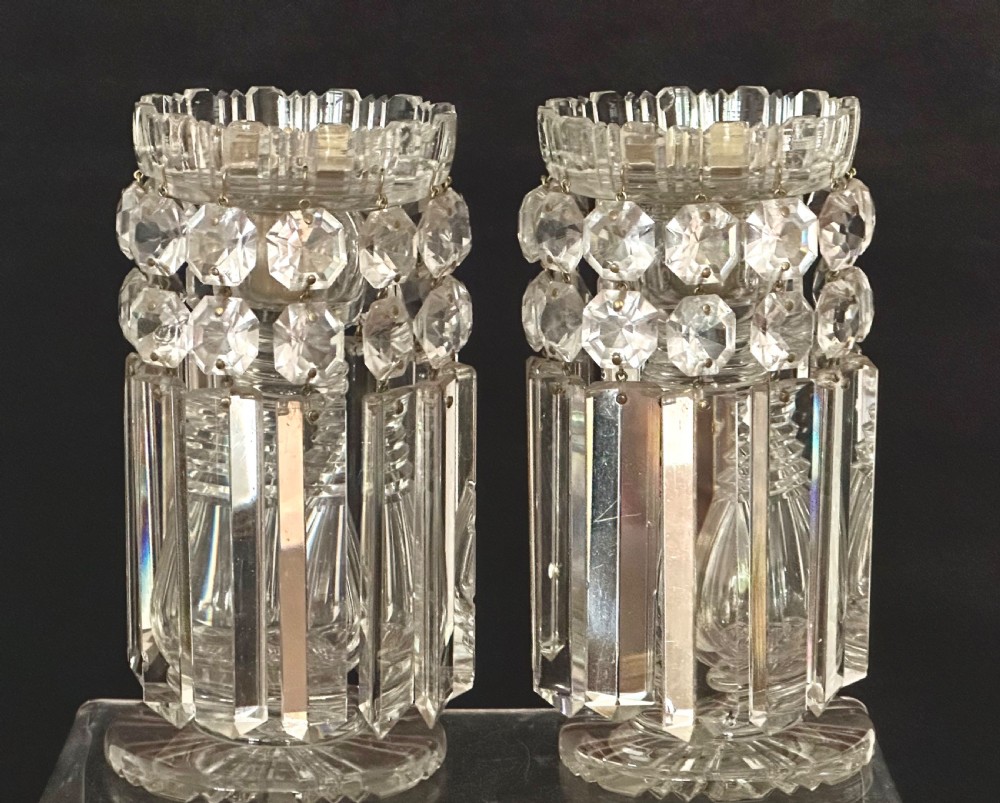 Pair of Antique Candlestick Lustres