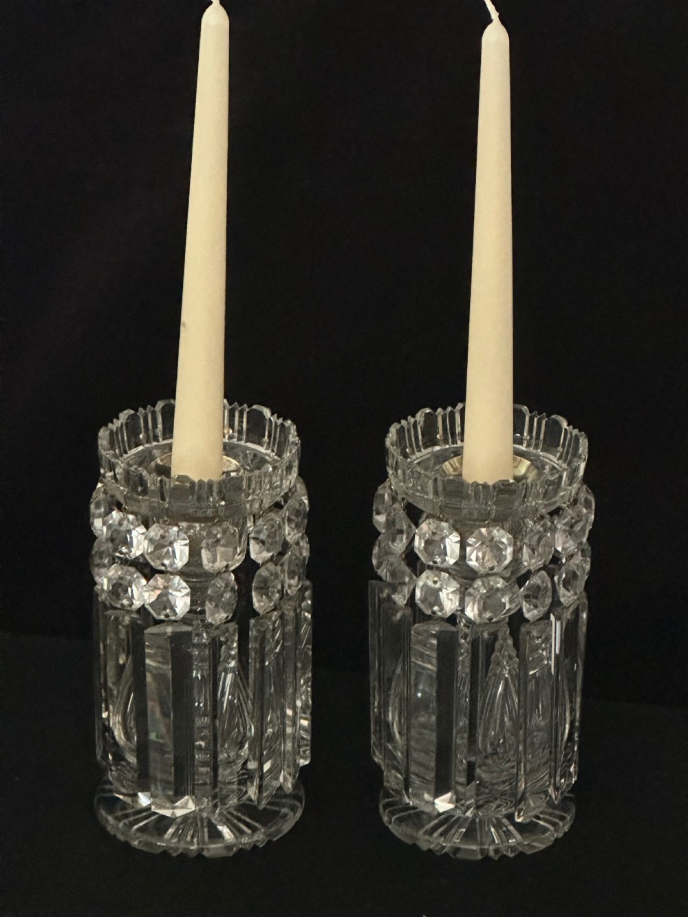 Pair of Antique Candlestick Lustres View X