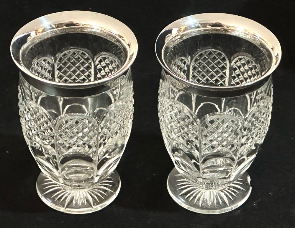 Cut Crystal and Silver Water Jug  with two Glasses  View III