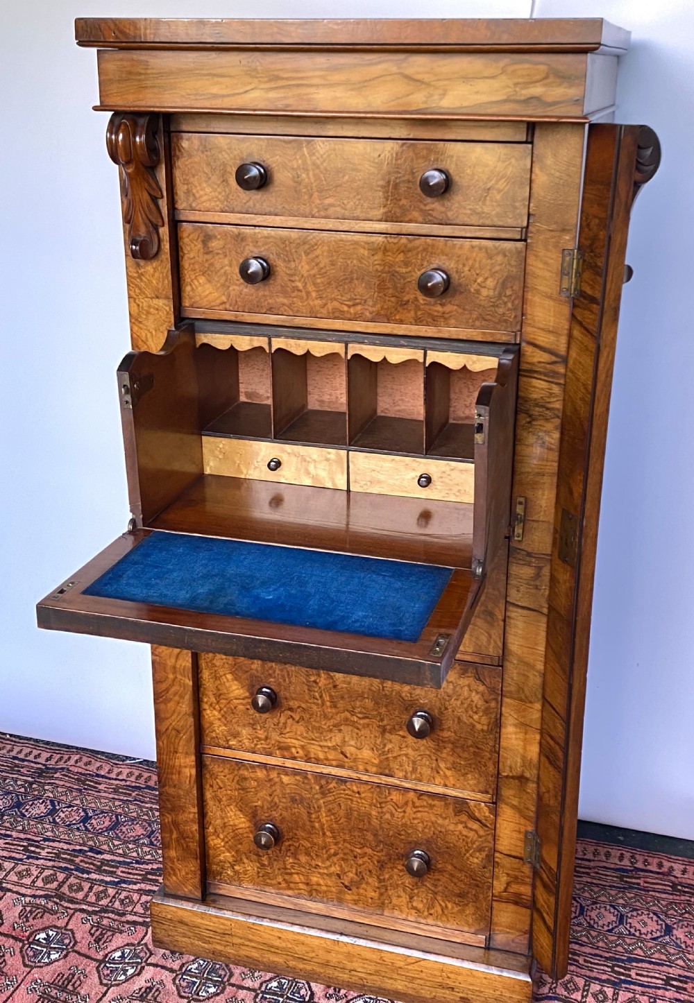 Walnut Wellington Secretaire Chest 