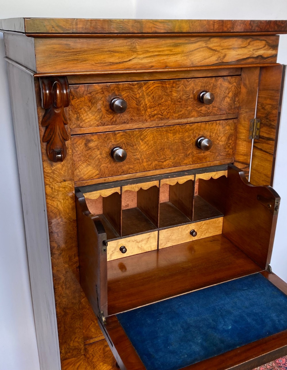 Walnut Wellington Secretaire Chest  View IX