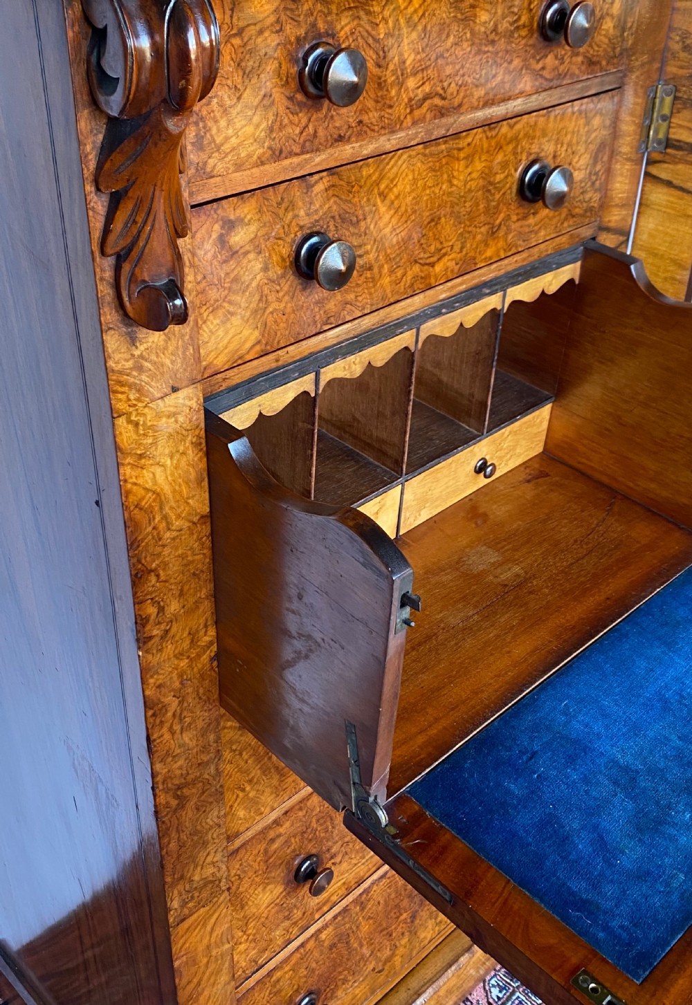 Walnut Wellington Secretaire Chest  View X