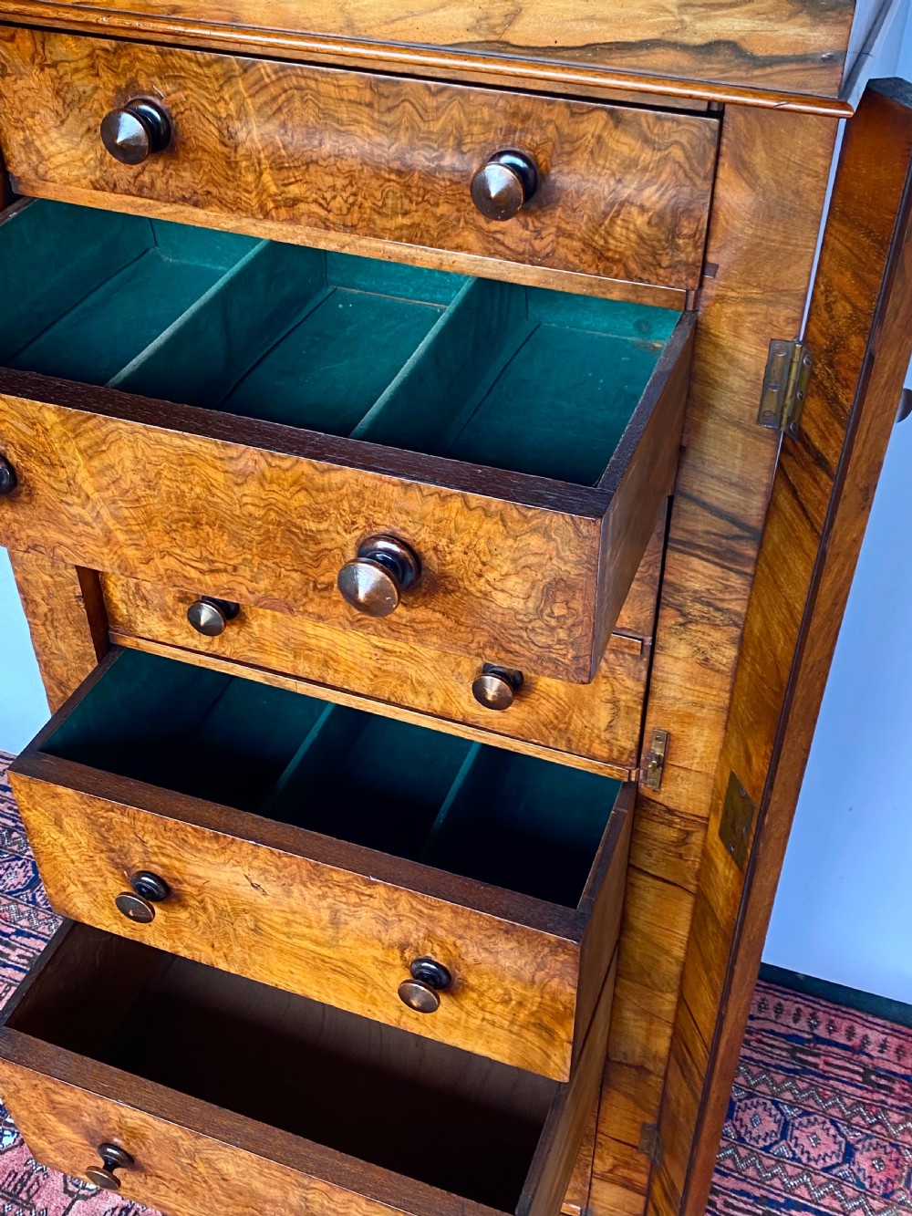 Walnut Wellington Secretaire Chest  View XIV