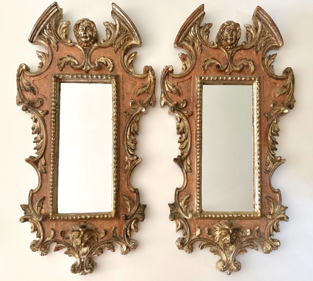 Pair of Continental Carved Wooden Mirrors View II