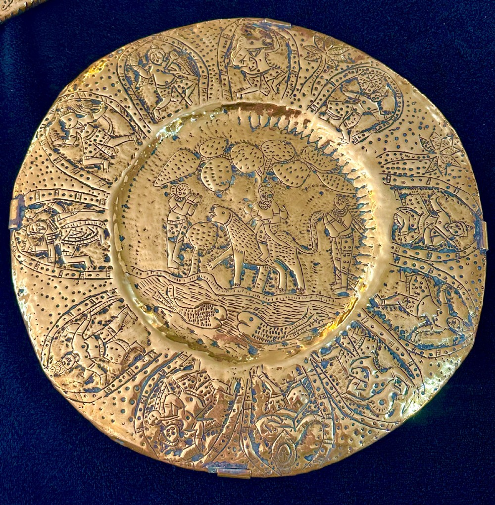 Set of Five Brass Indian Temple Plates View III