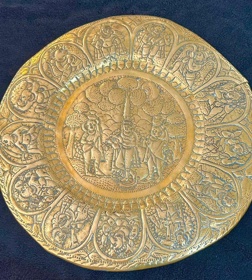 Set of Five Brass Indian Temple Plates View VI