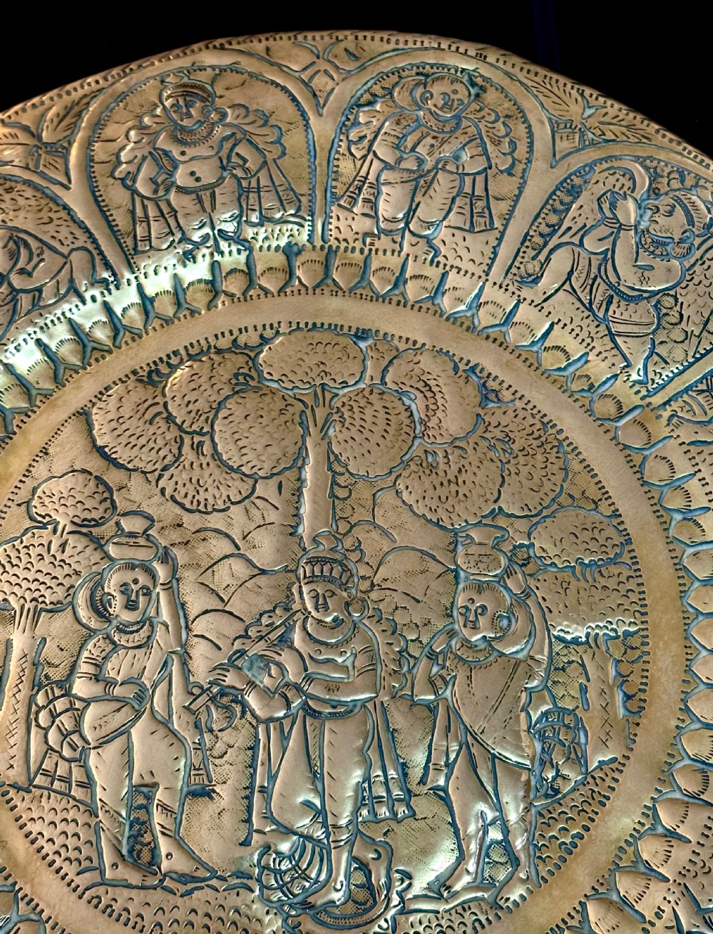 Set of Five Brass Indian Temple Plates View XIII