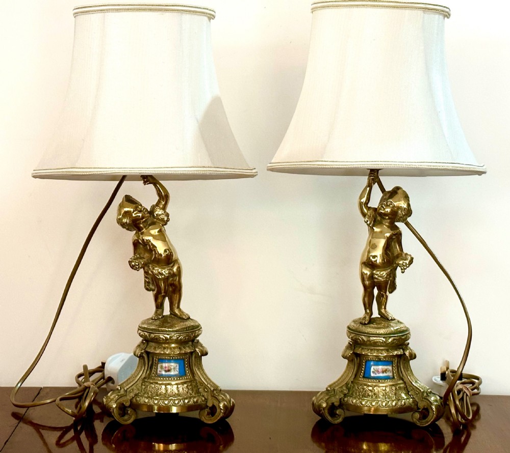 Pair of Gilt Bronze Figural Table Lamps  View III