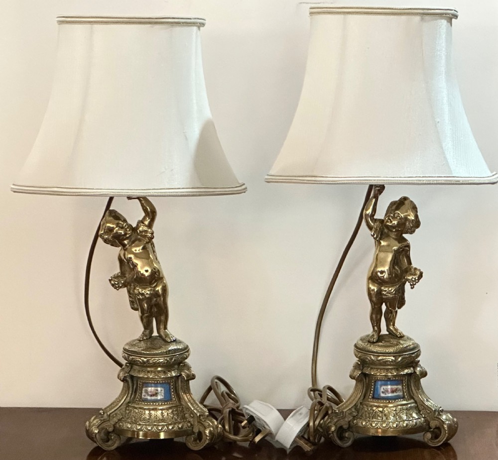 Pair of Gilt Bronze Figural Table Lamps  View XI