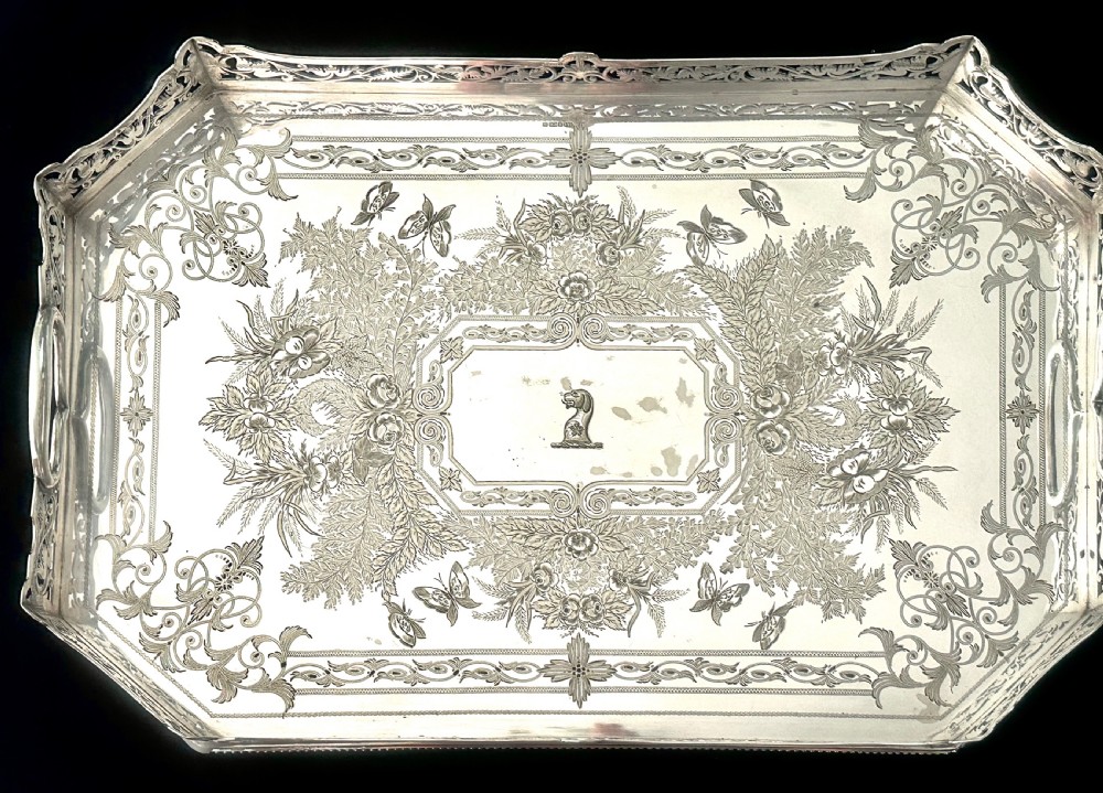 !9th Century Silver Plated Tray of Very Large Proportions. View II