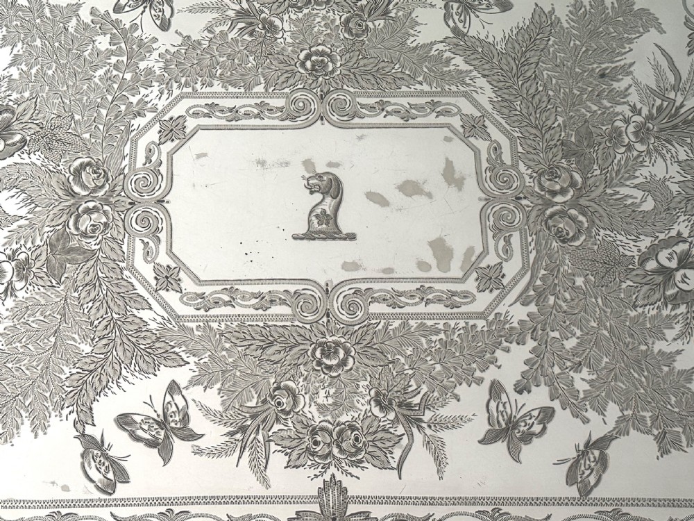 !9th Century Silver Plated Tray of Very Large Proportions. View III