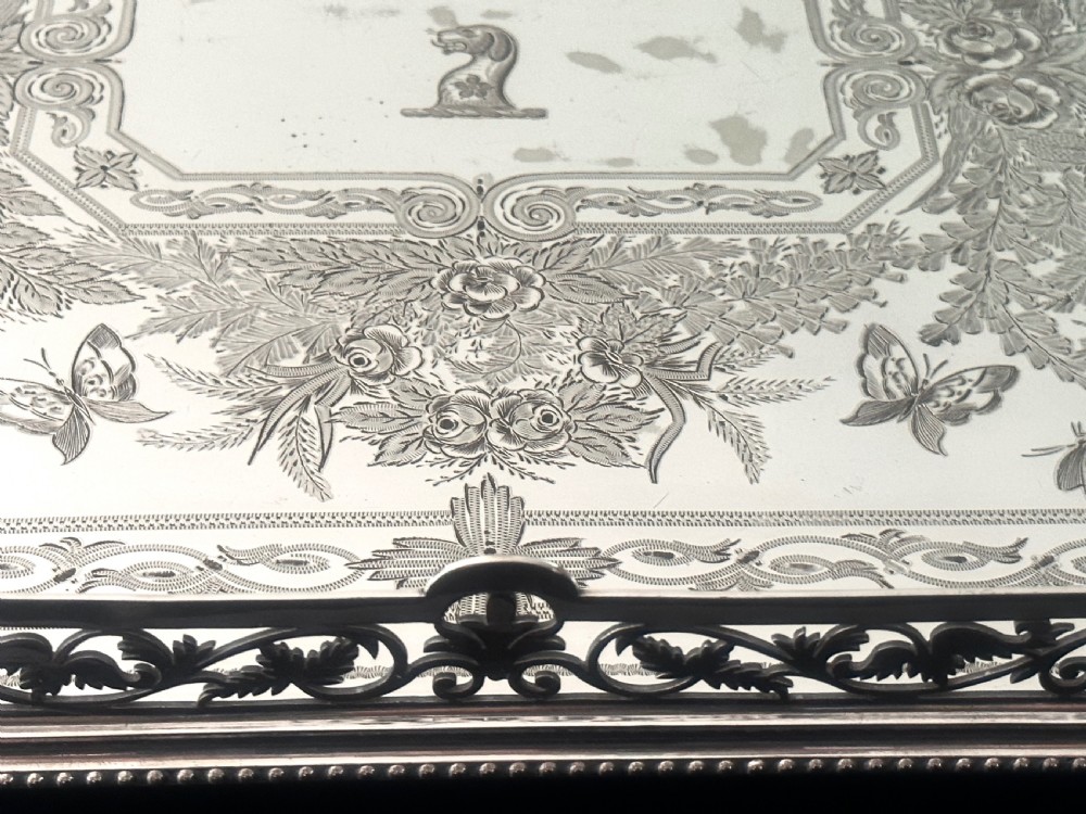 !9th Century Silver Plated Tray of Very Large Proportions. View V