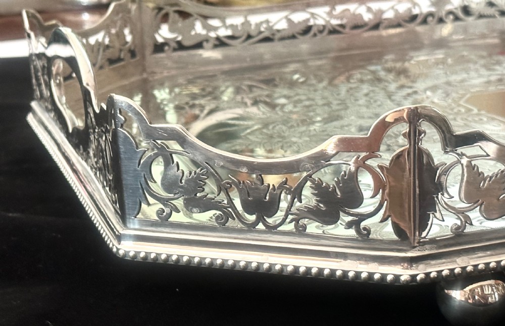 !9th Century Silver Plated Tray of Very Large Proportions. View VI